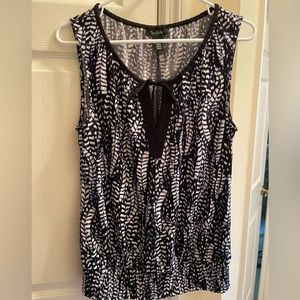 White House Black Market blue black and white top